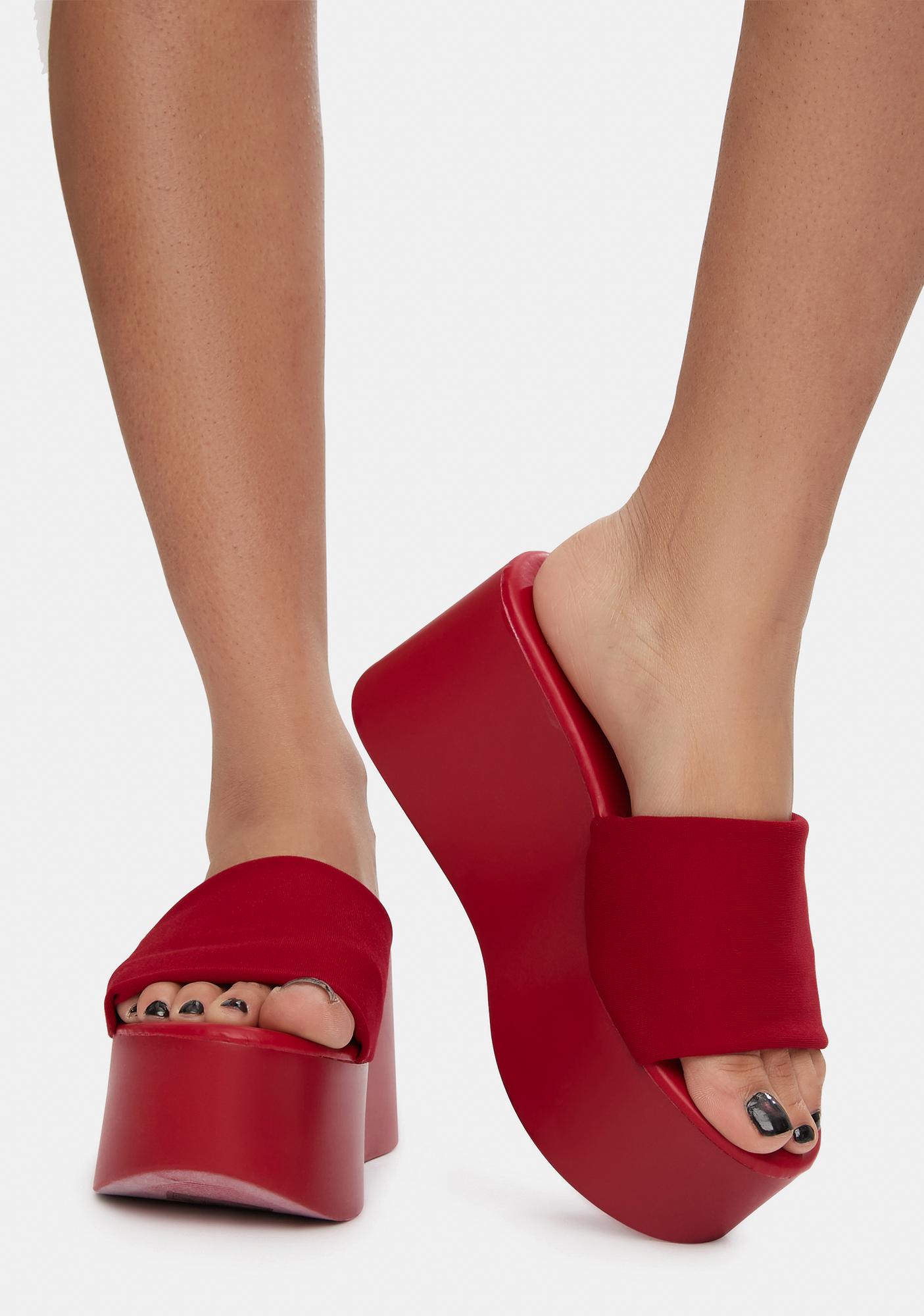 red platform sandals