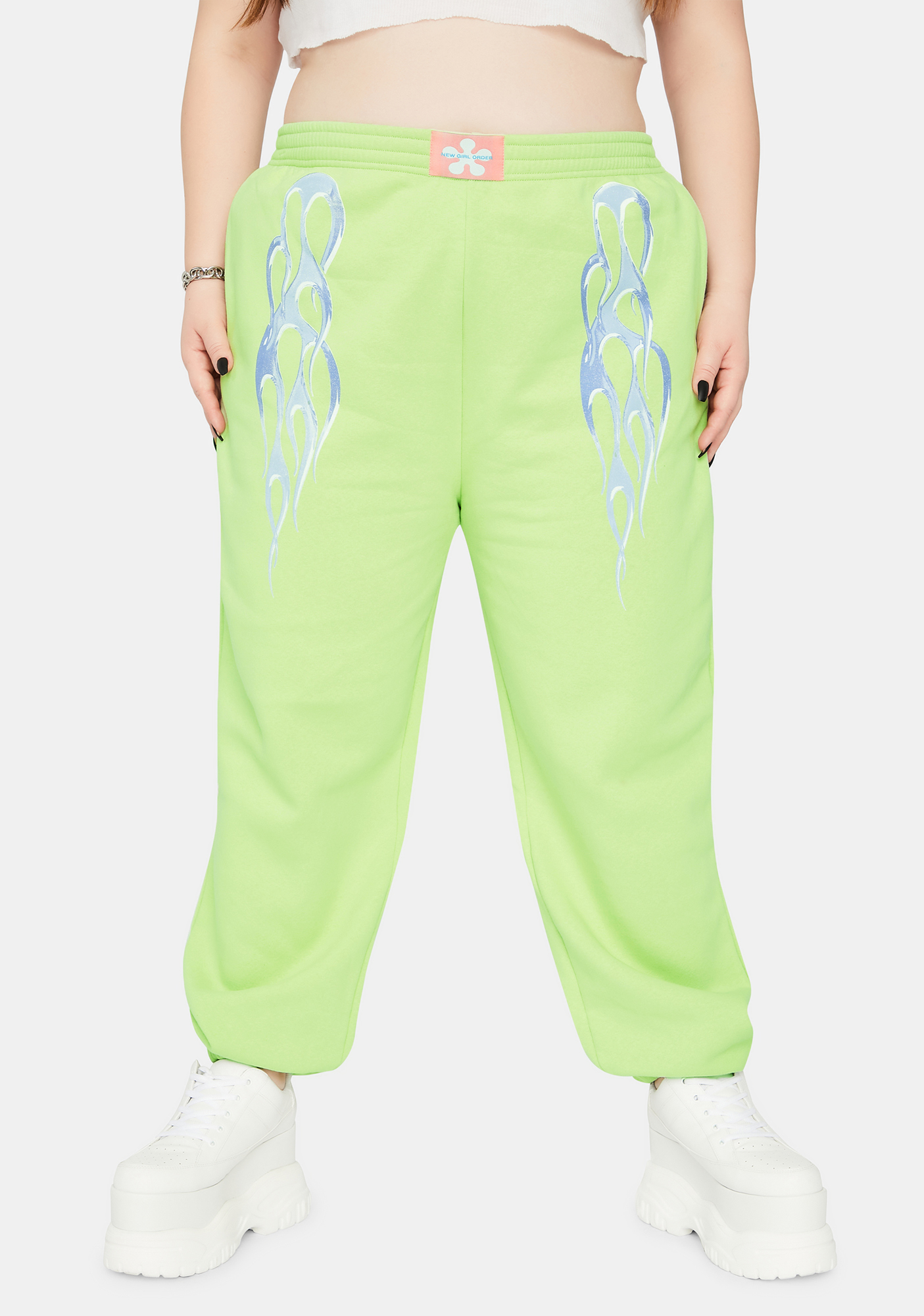 flame blue and pink jogger sweatpants