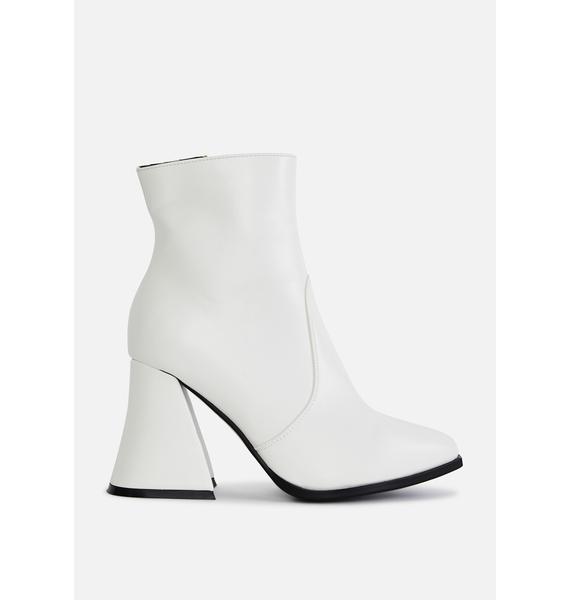 Lamoda Pointed Toe Block Heel Boots - White | Dolls Kill
