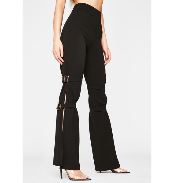 High Waist Buckle Strap Pants Black Dolls Kill