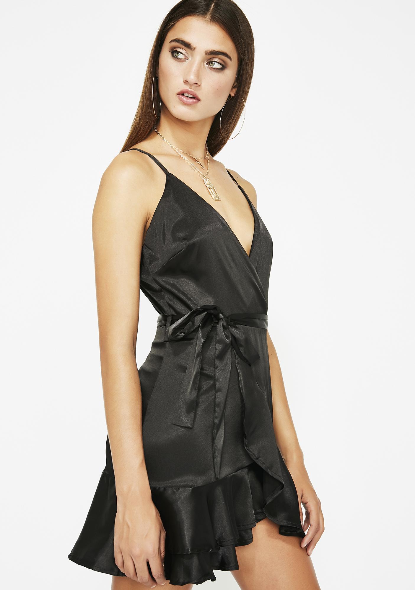 Black Silky Wrap Dress Clearance Sale ...