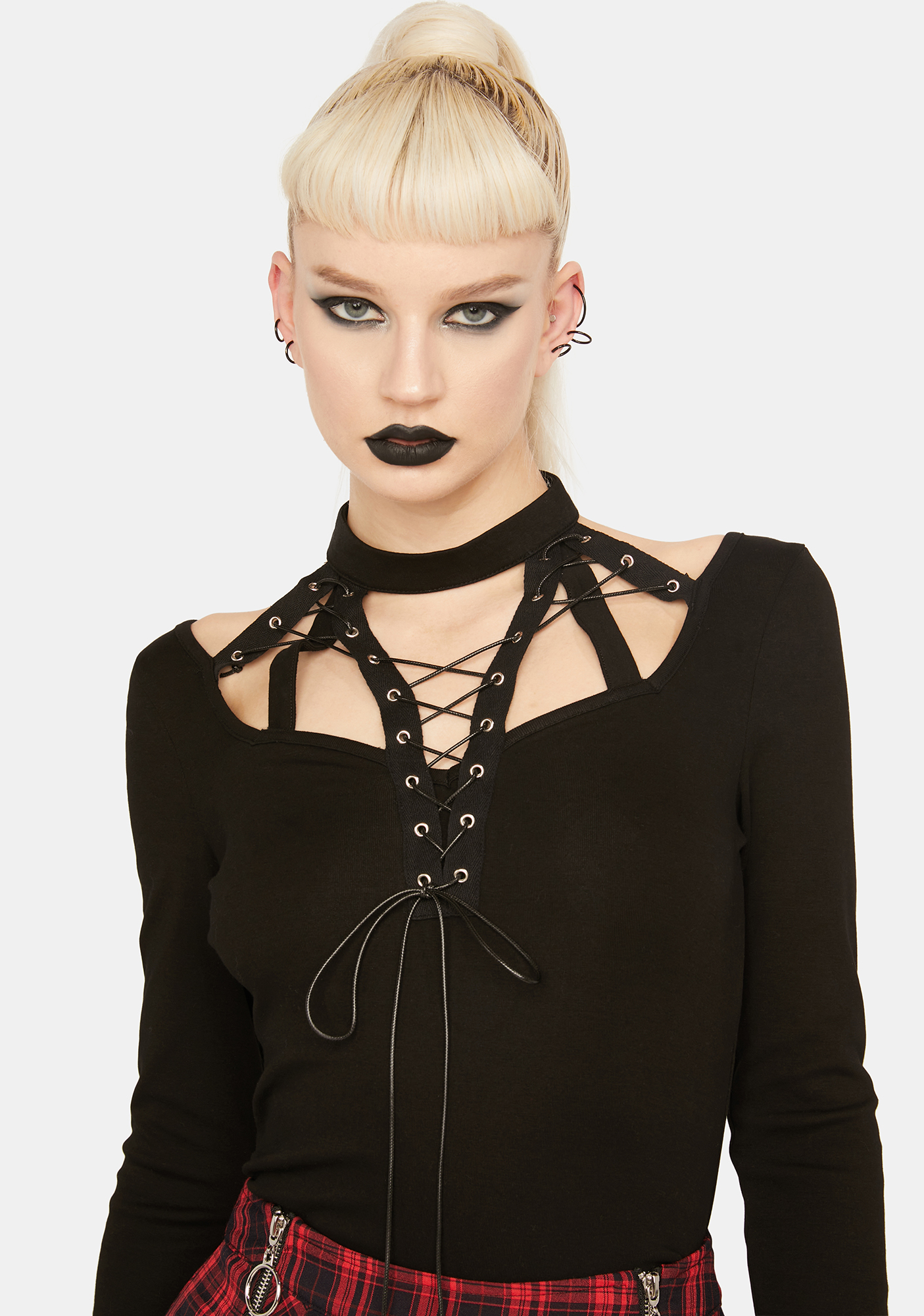 Silent In The Night Lace Up Top