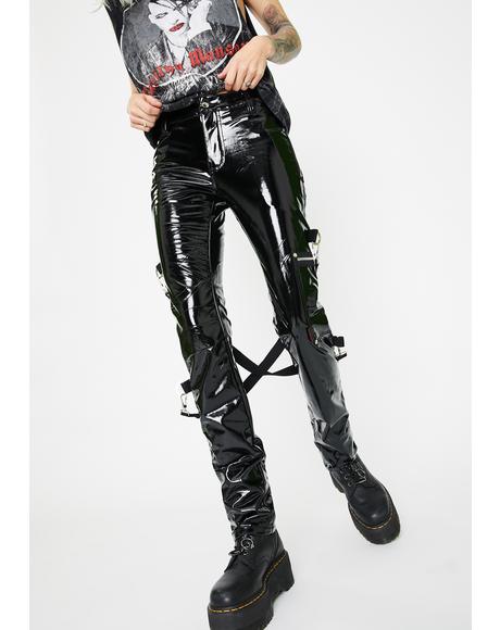 Vegan Leather Moto Skinny Pants Side Zip | Dolls Kill
