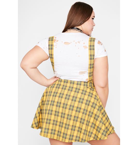 Plus Size Plaid Suspender Skirt - Yellow | Dolls Kill