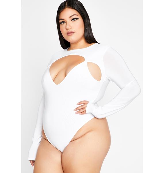 Plus Size White Long Sleeve Cut Out Bodysuit Dolls Kill 7846