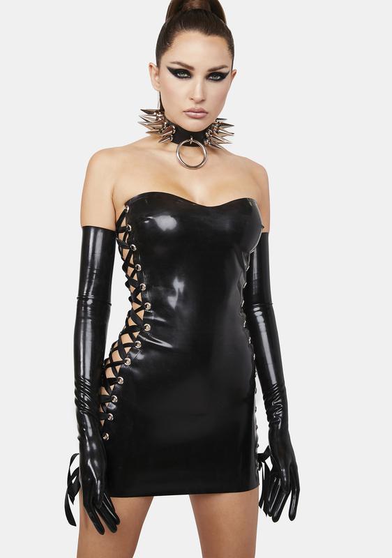 dolls kill latex dress