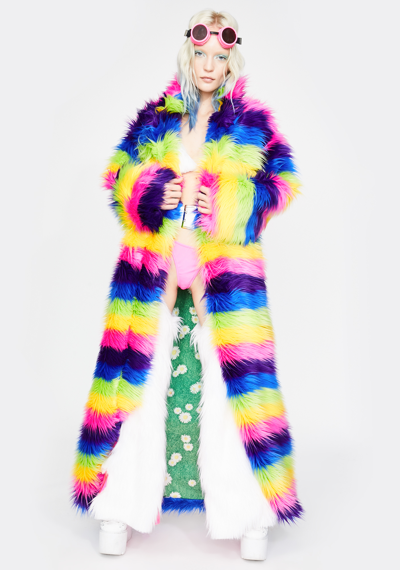 J Valentine Taste The Rainbow Faux Fur Coat | Dolls Kill