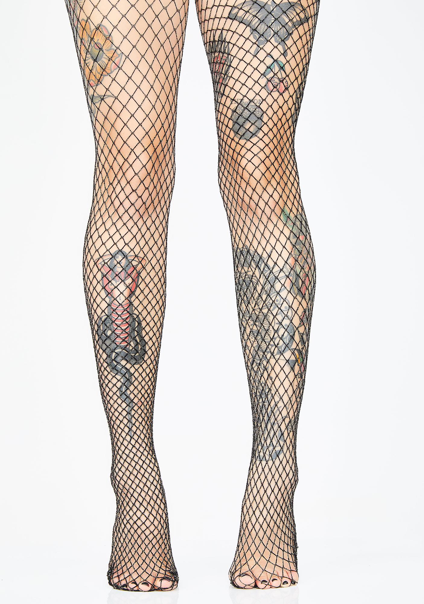 gold fishnet tights