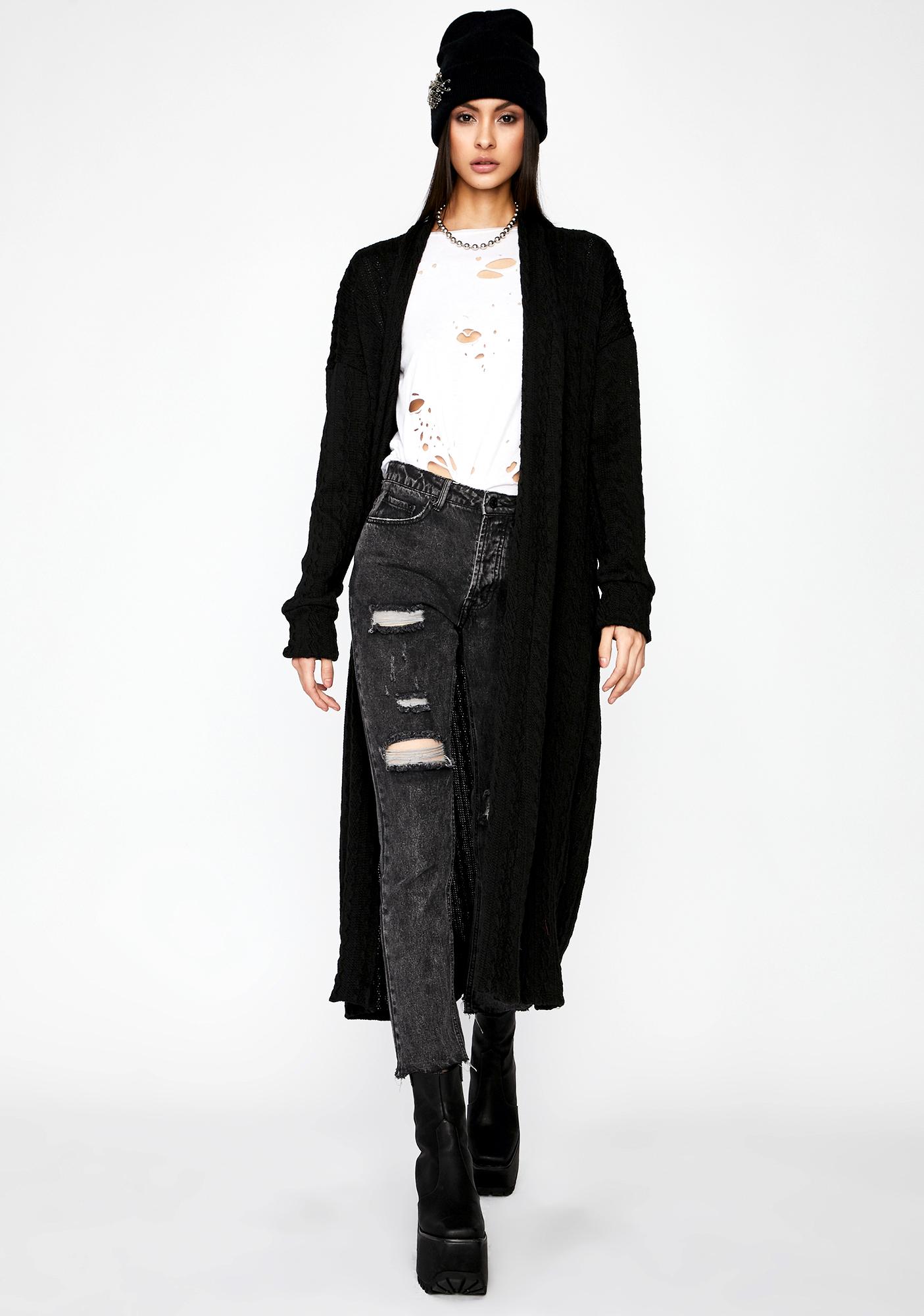 black knit duster